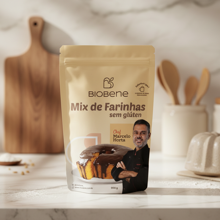 Mix de Farinhas Chef Marcelo Horta – cenário de cozinha